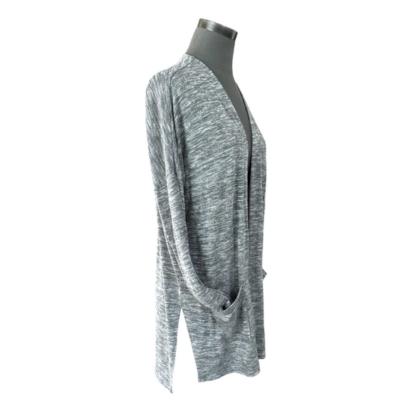 OLD NAVY Cardigan Long Blazer Melange Grey Open Front Jacket Knitted Sweater - Picture 4 of 7